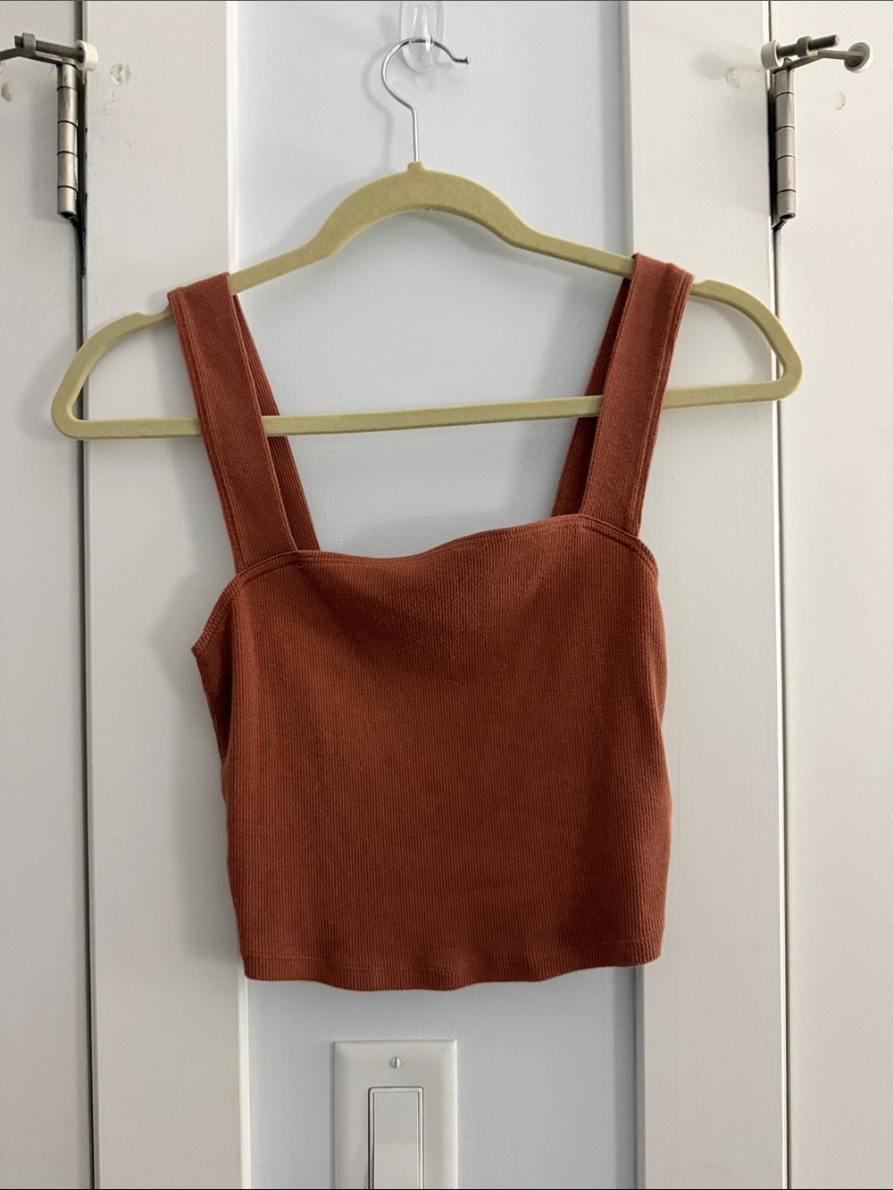 Abercrombie & Fitch Rust Ribbed Square-Neck Crop Top